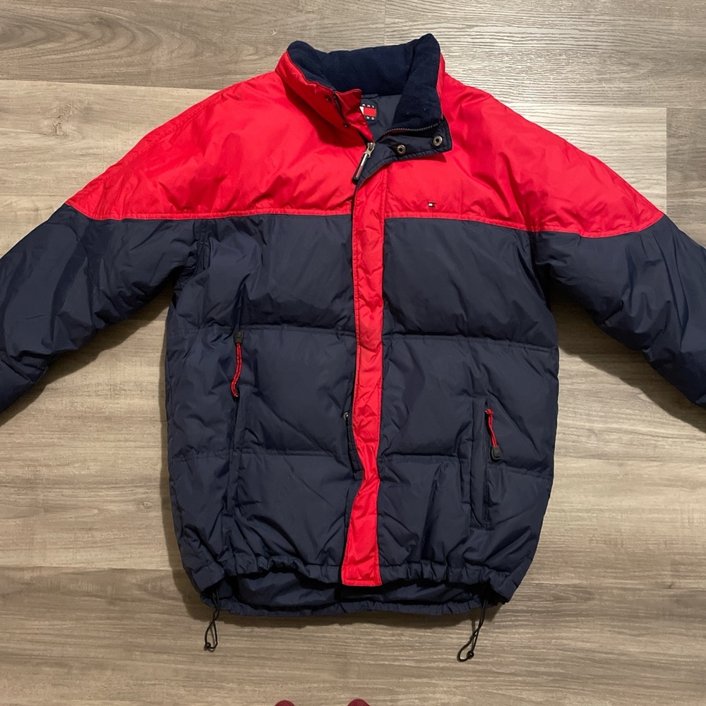 Tommy Hilfiger Red and Black Puffer Jacket